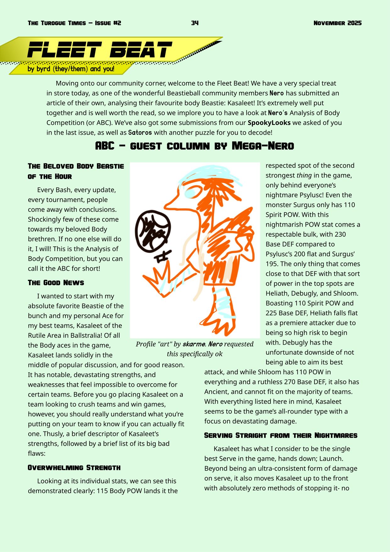 Page 34. Guest column on Body attackers by Mega-Nero